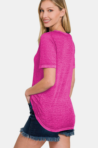 Zenana V-Neck Short Sleeve T-Shirt  | KIKI COUTURE