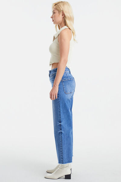 BAYEAS Full Size Raw Hem High Waist Wide Leg Jeans  | KIKI COUTURE