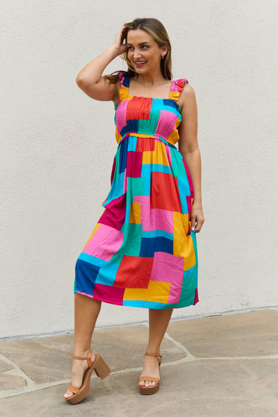 And The Why Multicolored Square Print Summer Dress  | KIKI COUTURE