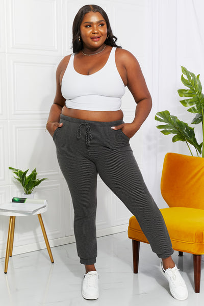 Blumin Apparel Full Size Easy Living Ribbed Joggers  | KIKI COUTURE