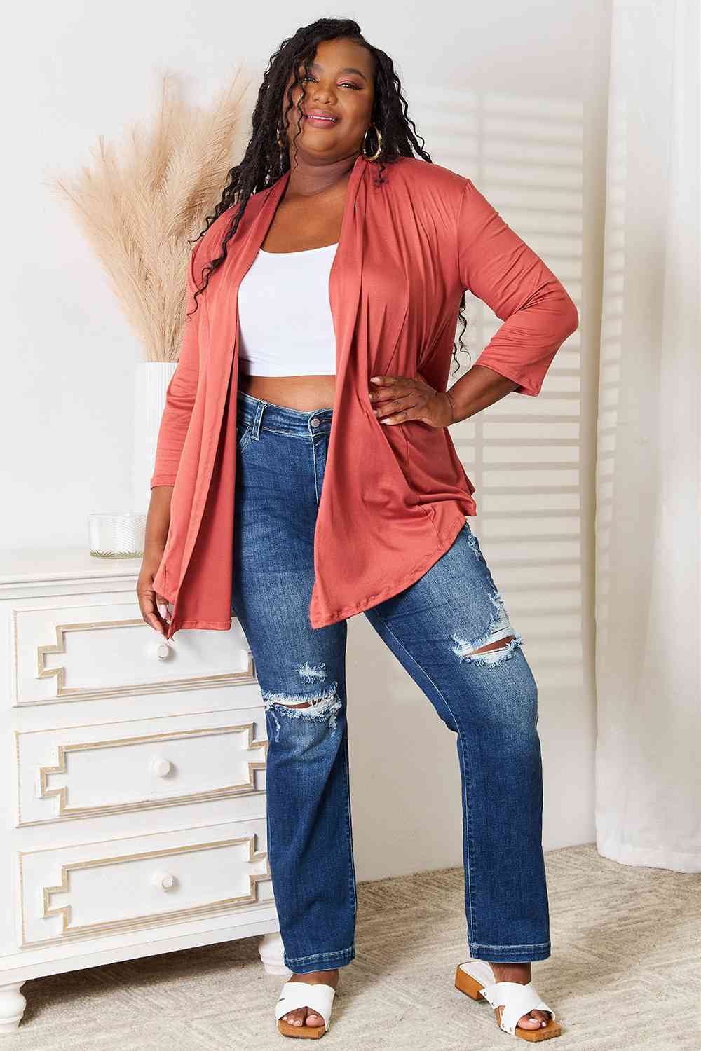 Culture Code Full Size Open Front Cardigan  | KIKI COUTURE