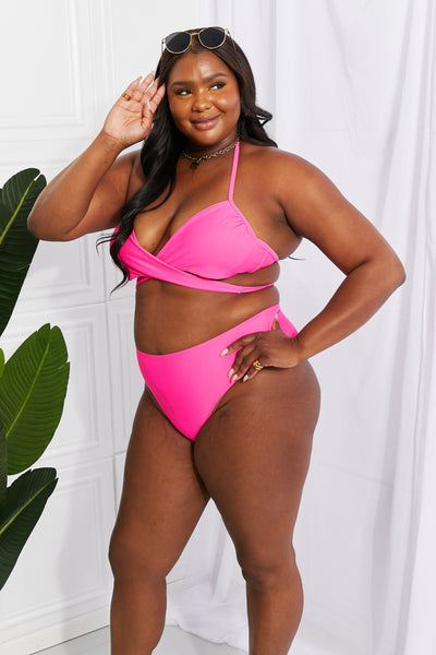 Marina West Swim Summer Splash Halter Bikini Set in Pink  | KIKI COUTURE