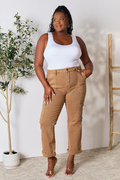 Risen Full Size High Waist Straight Jeans with Pockets  | KIKI COUTURE