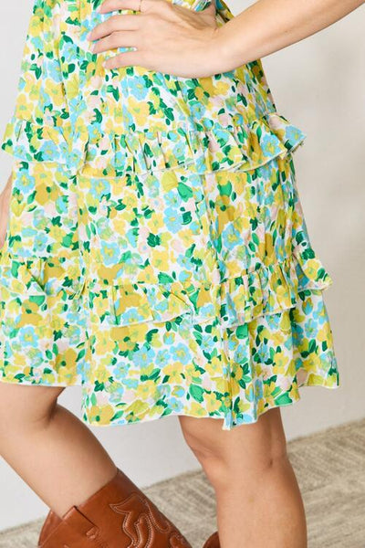 Double Take Smocked Scoop Neck Flounce Sleeve Mini Dress  | KIKI COUTURE