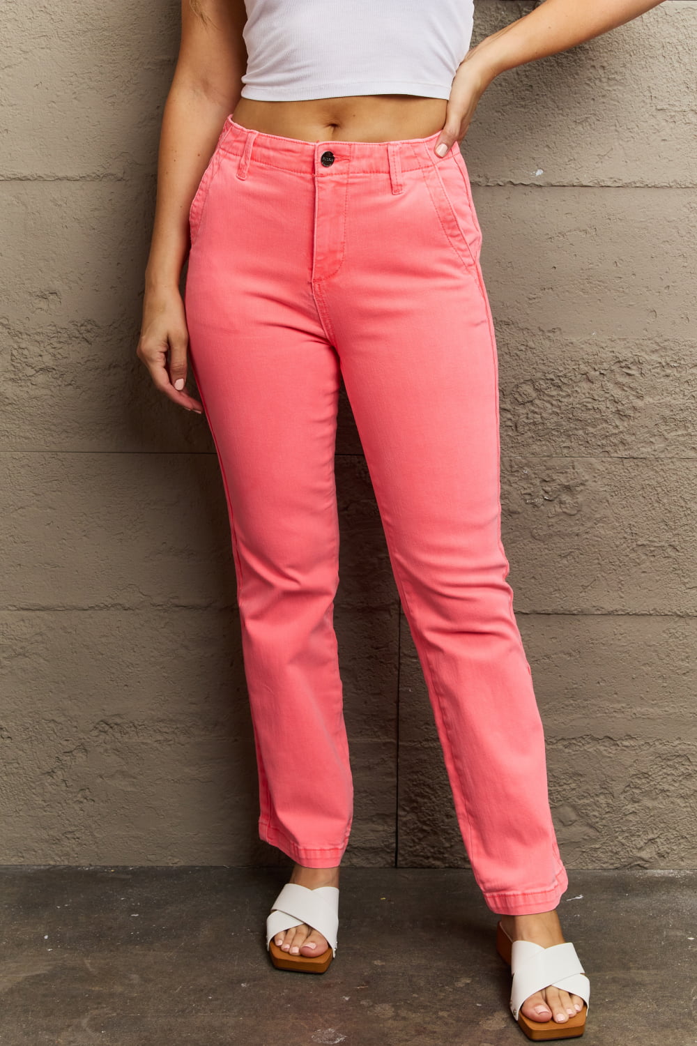 RISEN Kenya Full Size High Waist Side Twill Straight Jeans  | KIKI COUTURE
