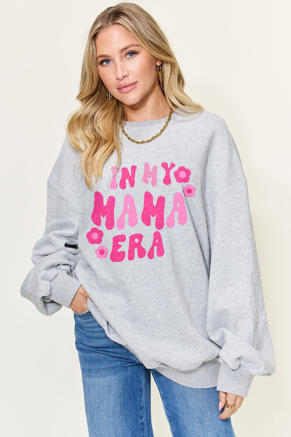 Simply Love Full Size Letter Graphic Long Sleeve Sweatshirt  | KIKI COUTURE