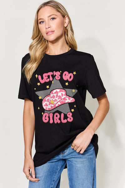 Simply Love Full Size LET'S GO GIRLS Round Neck Short Sleeve T-Shirt  | KIKI COUTURE