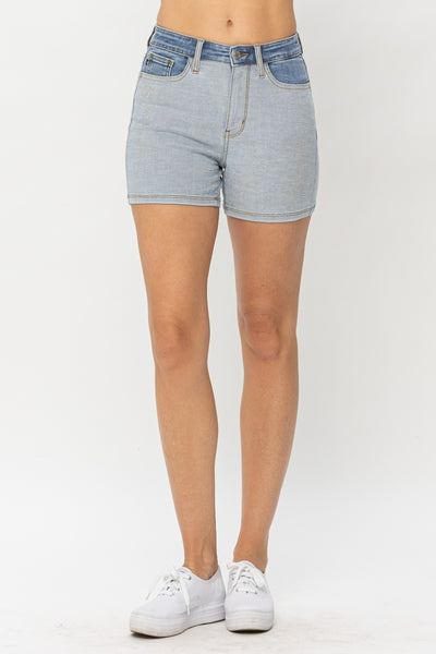 Judy Blue Full Size Color Block Denim Shorts  | KIKI COUTURE