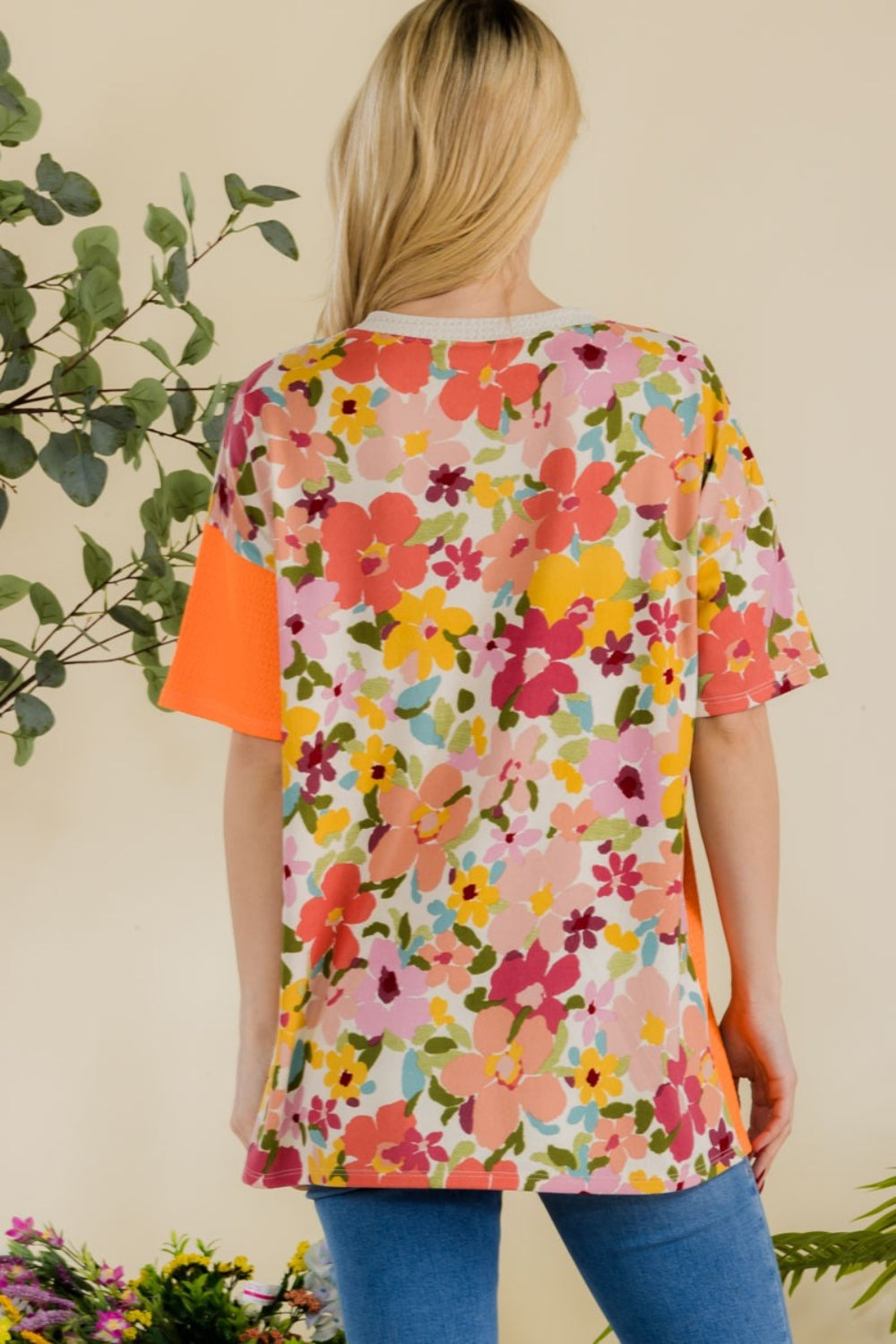 Celeste Full Size Floral Short Sleeve T-Shirt  | KIKI COUTURE