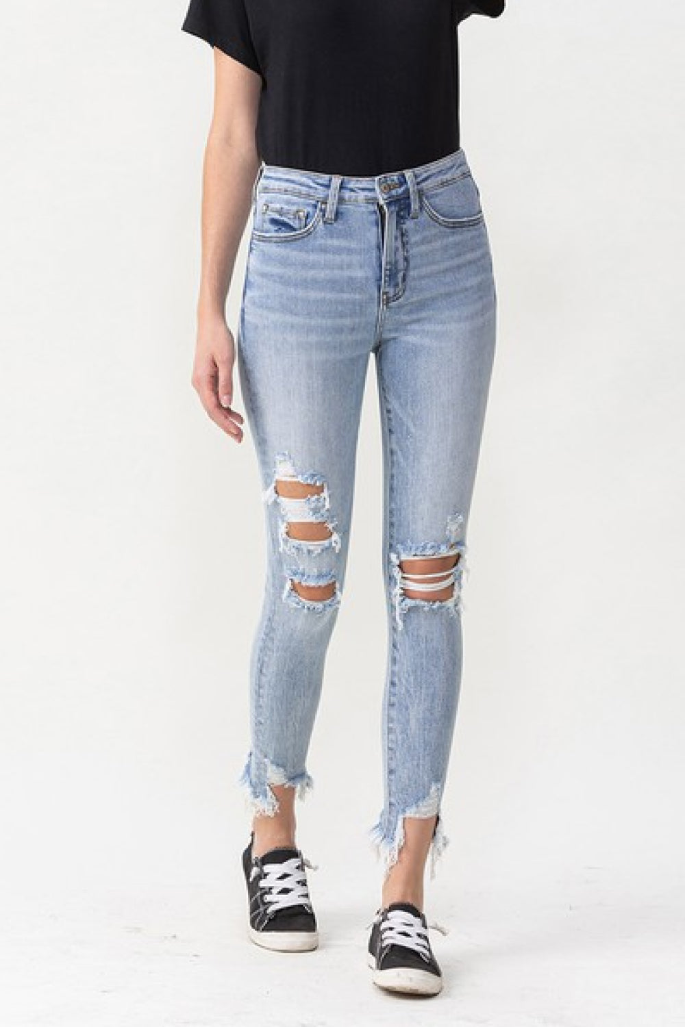 Lovervet Full Size Lauren Distressed High Rise Skinny Jeans  | KIKI COUTURE