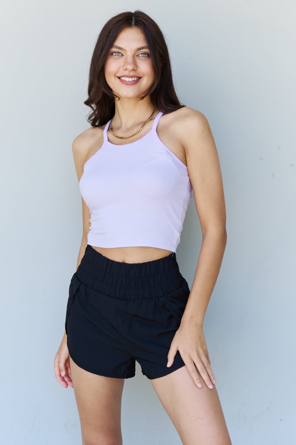 Ninexis Everyday Staple Soft Modal Short Strap Ribbed Tank Top in Lavender  | KIKI COUTURE