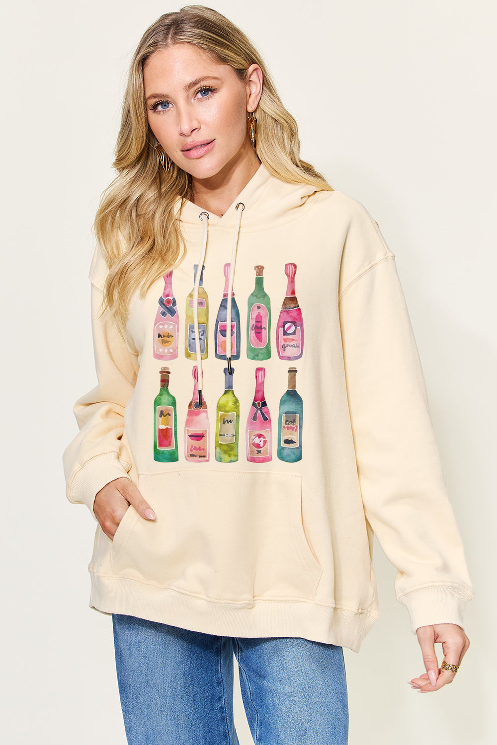 Simply Love Full Size Graphic Long Sleeve Drawstring Hoodie  | KIKI COUTURE