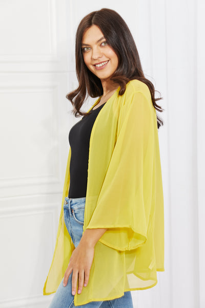 Melody Just Breathe Full Size Chiffon Kimono in Yellow  | KIKI COUTURE