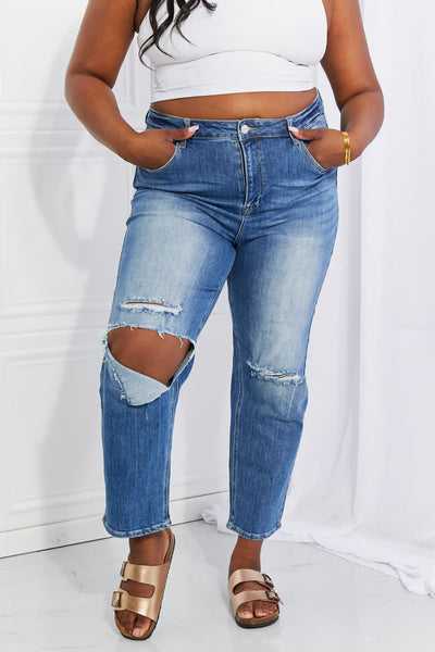 RISEN Full Size Emily High Rise Relaxed Jeans  | KIKI COUTURE