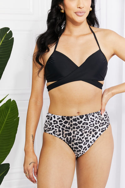 Marina West Swim Summer Splash Halter Bikini Set in Black  | KIKI COUTURE