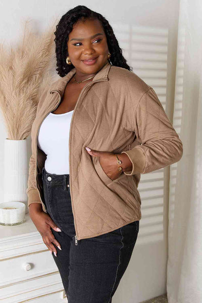 Heimish Full Size Zip-Up Jacket with Pockets  | KIKI COUTURE