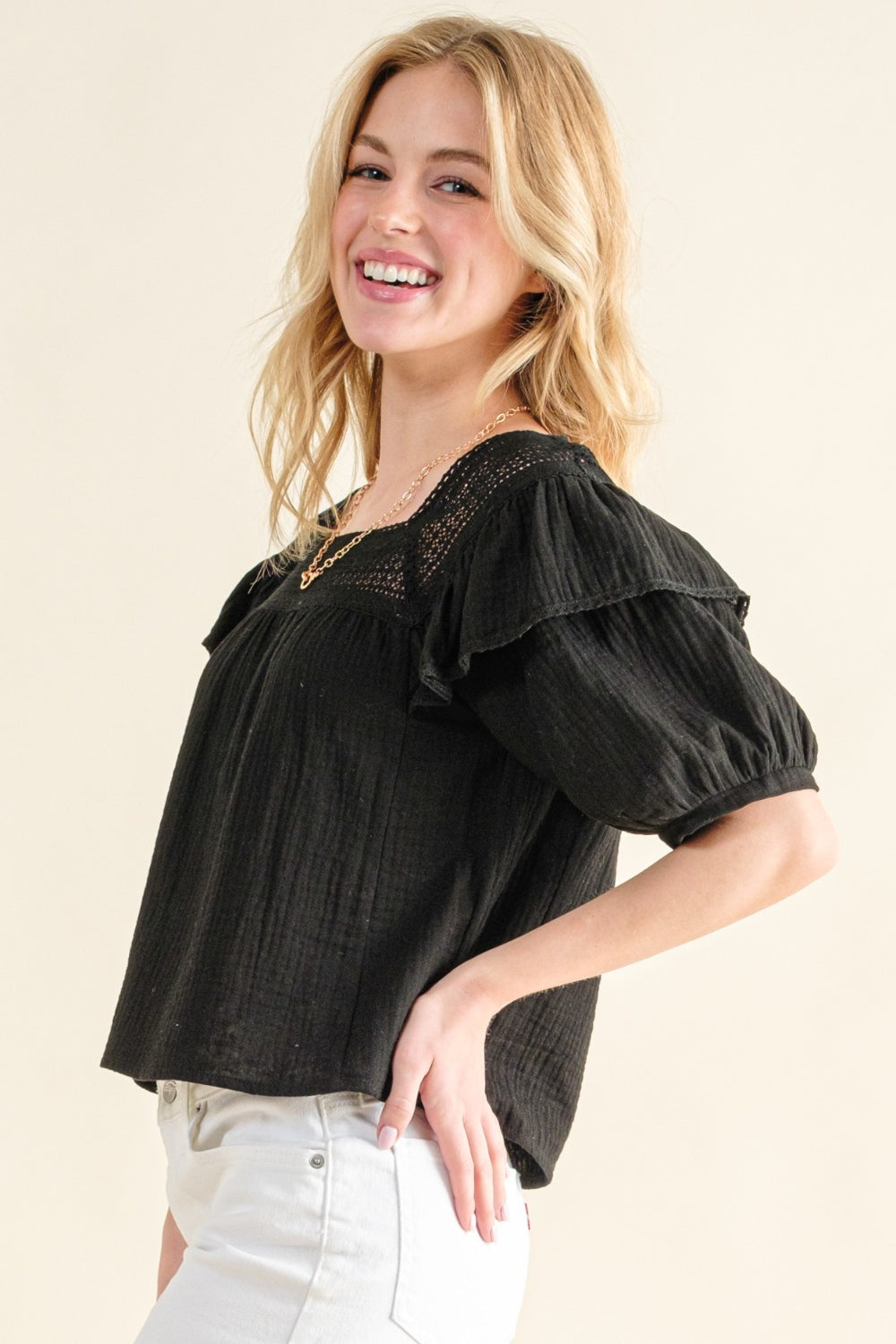 And The Why Square Neck Ruffled Blouse  | KIKI COUTURE