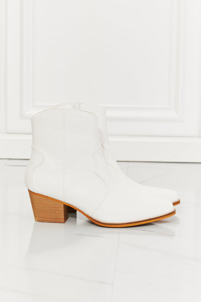 Watertower Town Faux Leather Western Ankle Boots in White | KIKI COUTURE