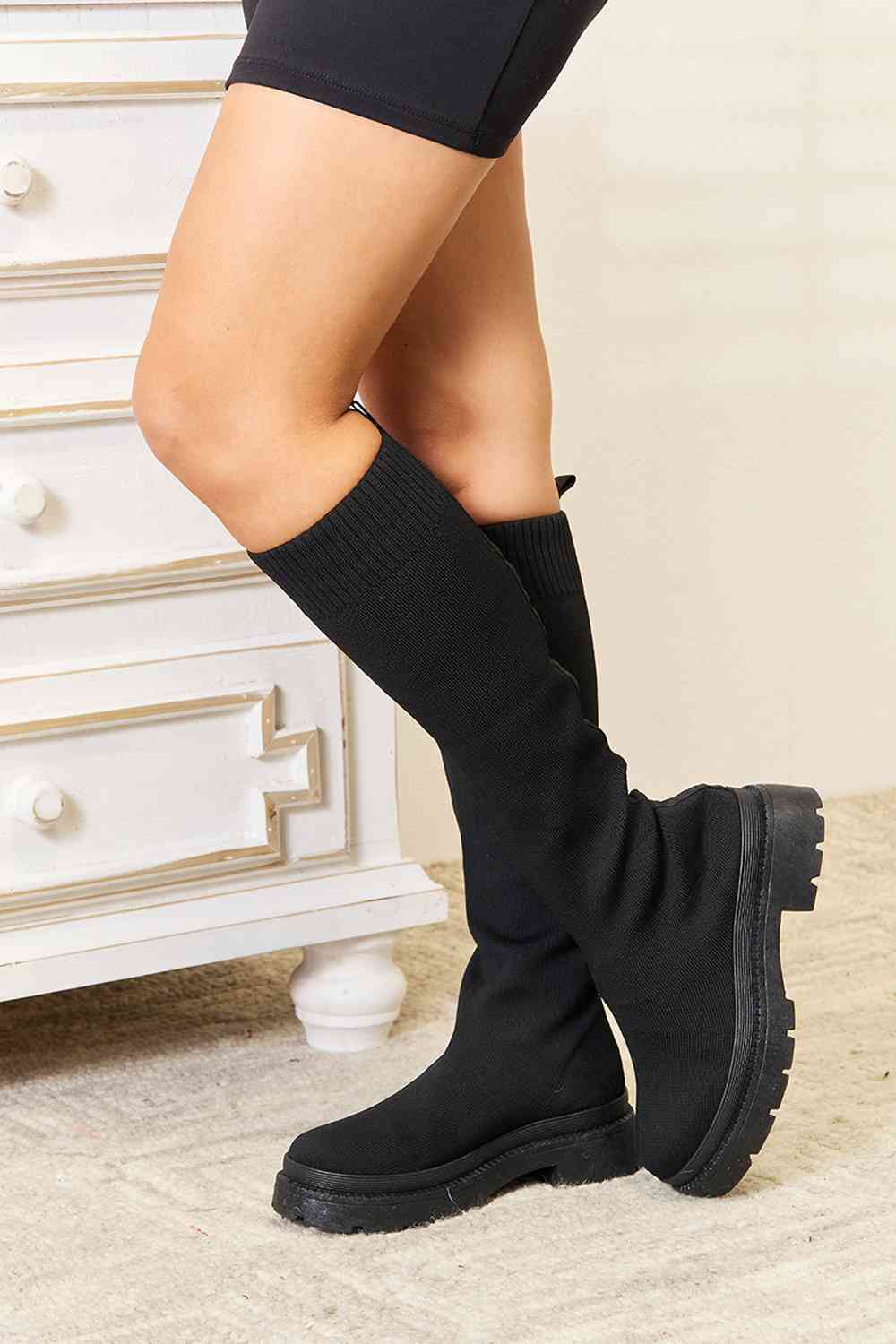 WILD DIVA Footwear Knee High Platform Sock Boots  | KIKI COUTURE