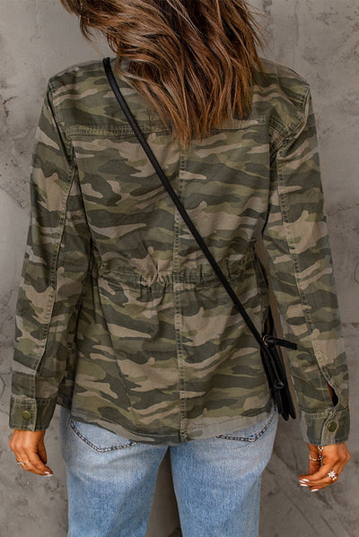 Camouflage Snap Down Jacket  | KIKI COUTURE-Women's Clothing, Designer Fashions, Shoes, Bags