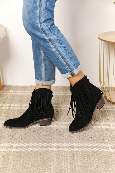 Legend Women's Fringe Cowboy Western Ankle Boots  | KIKI COUTURE