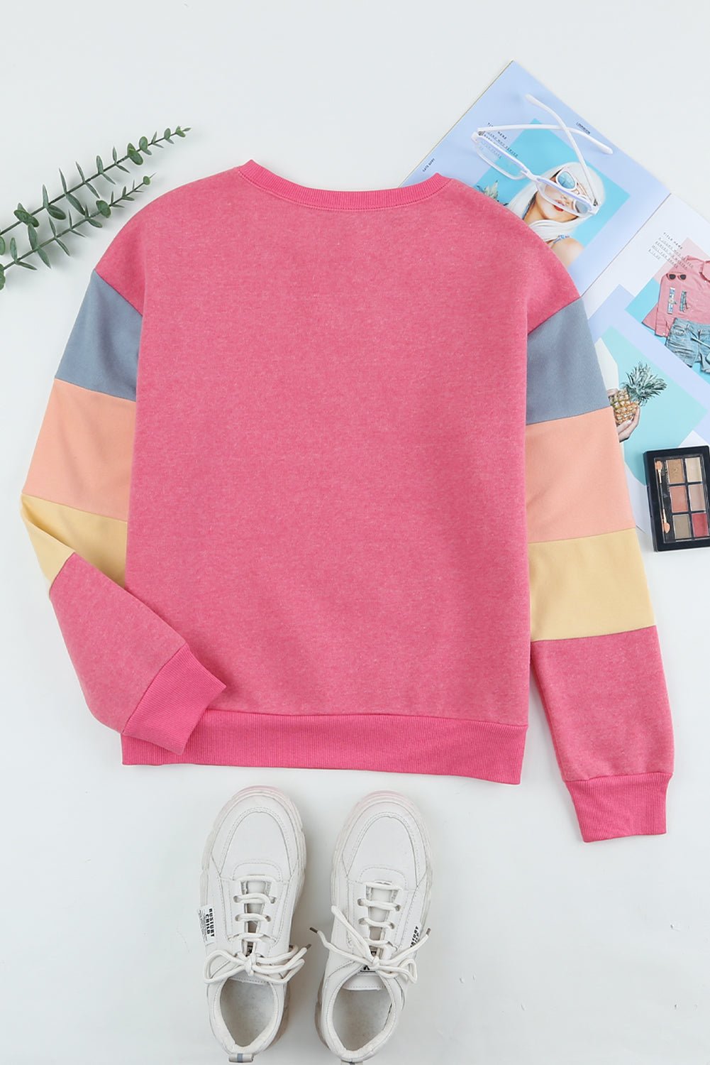 Color Block Ribbed Trim Sweatshirt  | KIKI COUTURE-Women's Clothing, Designer Fashions, Shoes, Bags