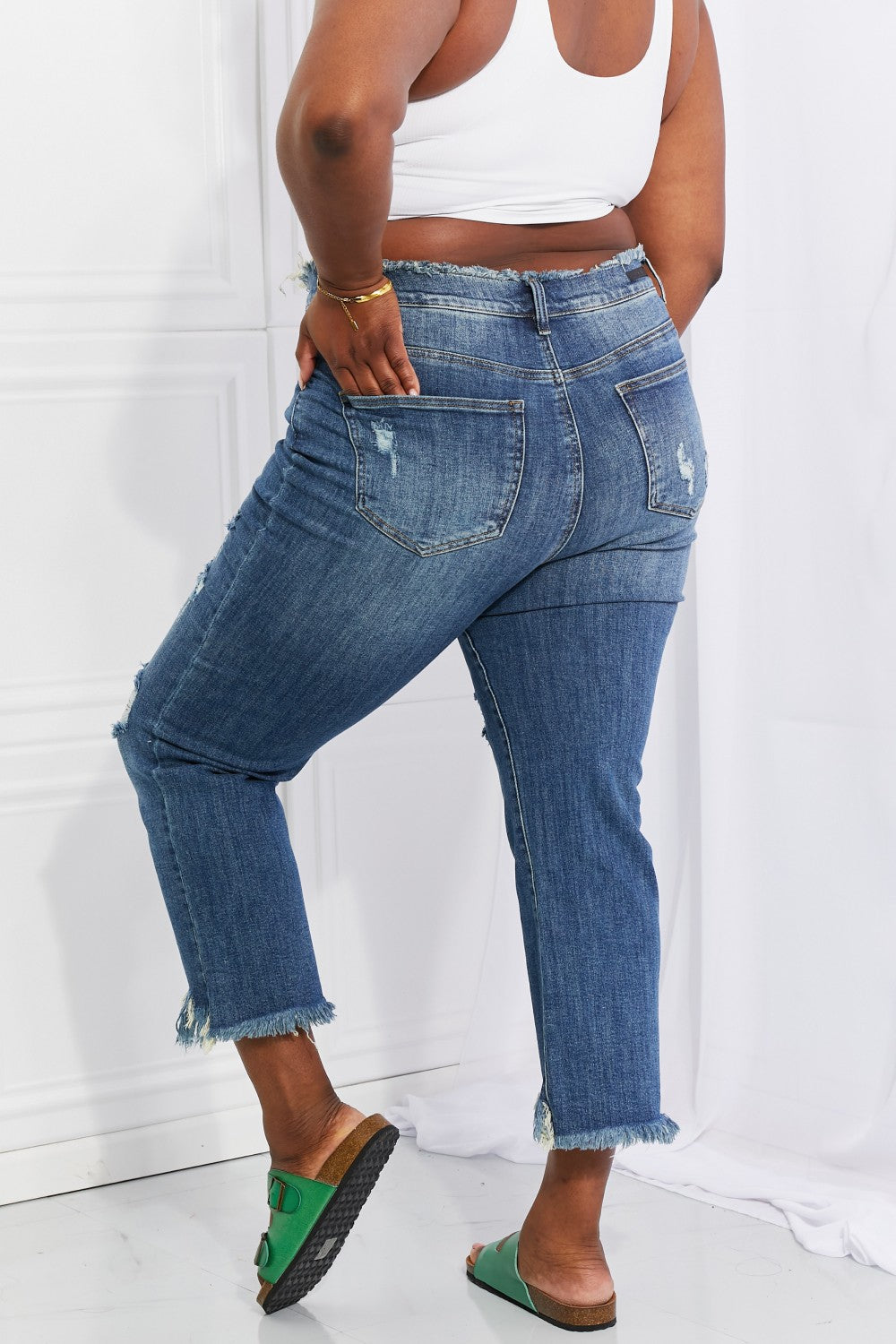 RISEN Full Size Undone Chic Straight Leg Jeans  | KIKI COUTURE