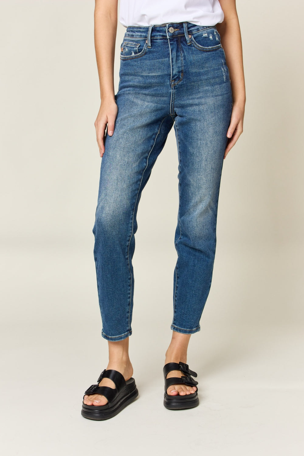Judy Blue Full Size Tummy Control High Waist Slim Jeans  | KIKI COUTURE