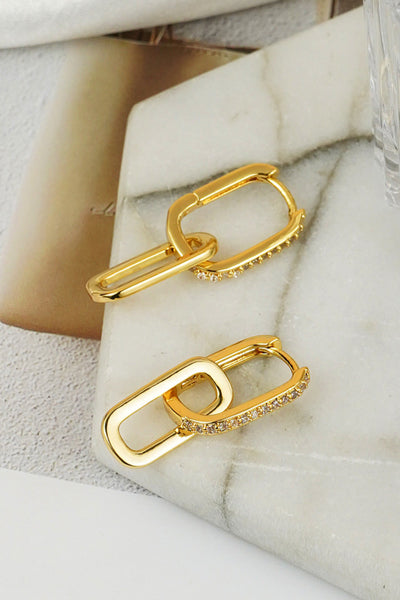 Cubic Zirconia Link Earrings  | KIKI COUTURE-Women's Clothing, Designer Fashions, Shoes, Bags
