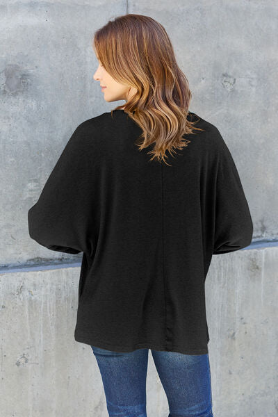 Double Take Full Size Round Neck Long Sleeve T-Shirt  | KIKI COUTURE