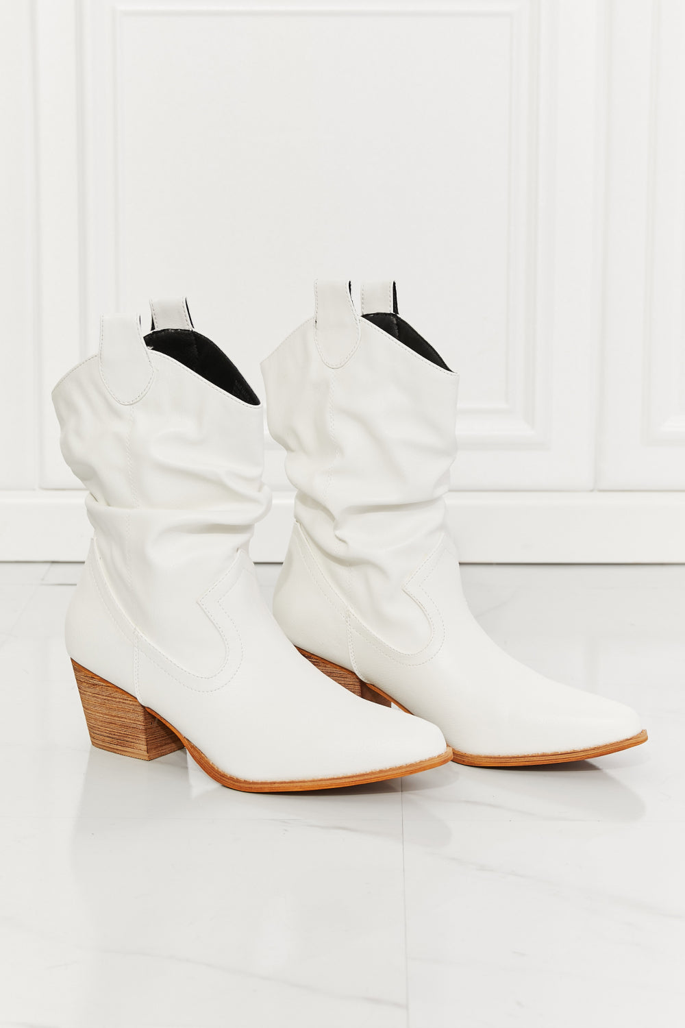 Better in Texas Scrunch Cowboy Boots in White | KIKI COUTURE