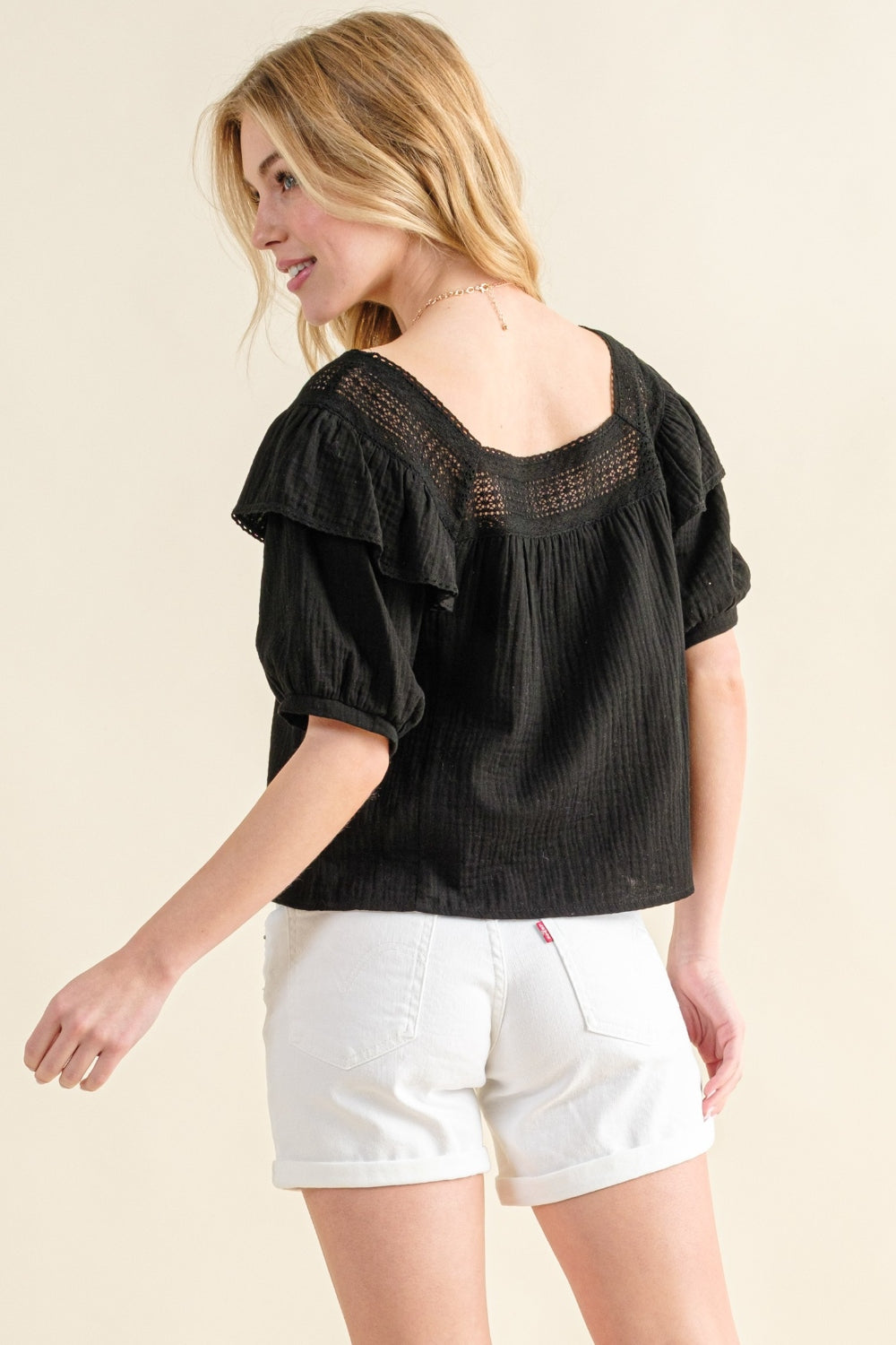 And The Why Square Neck Ruffled Blouse  | KIKI COUTURE