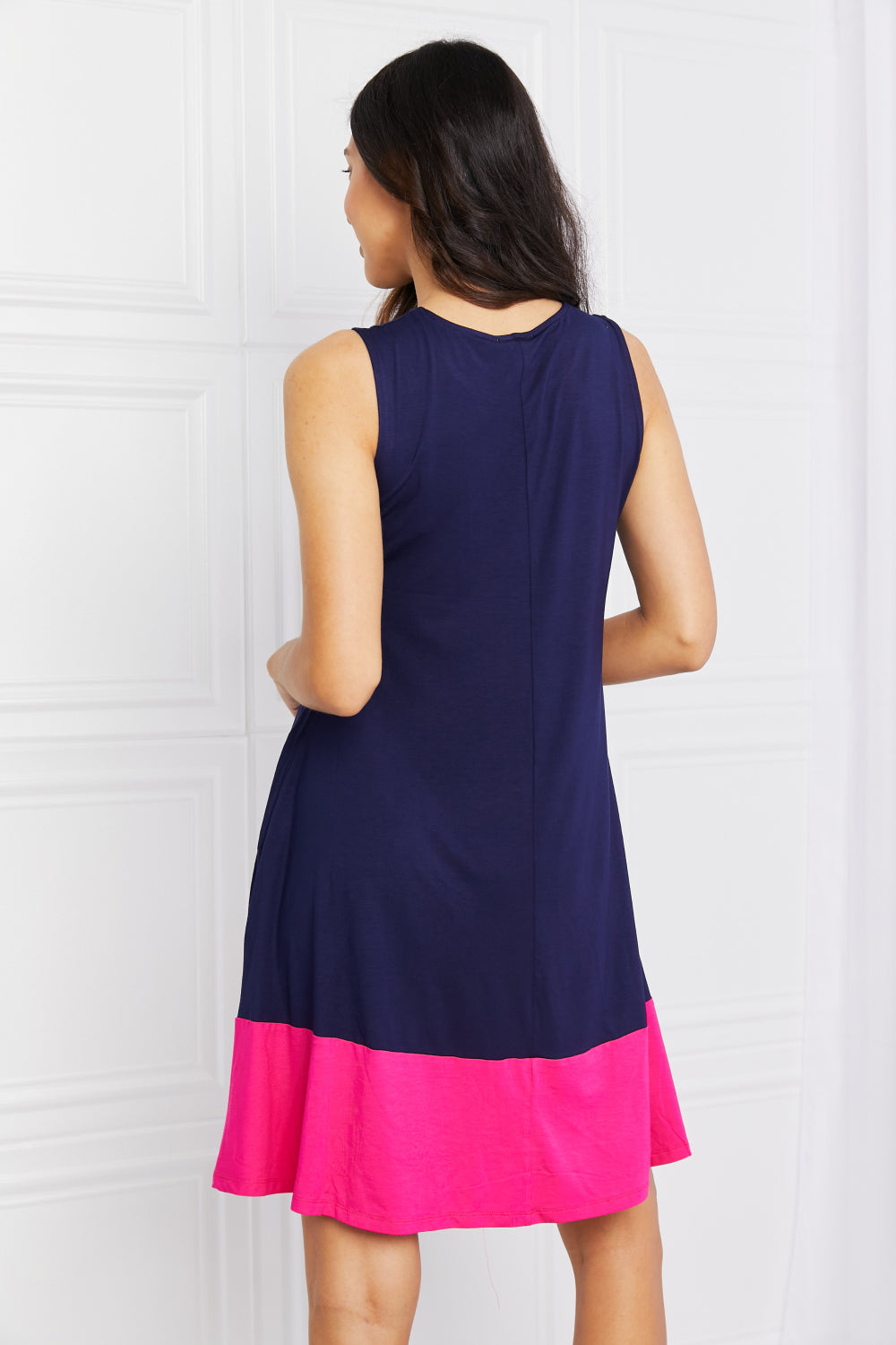 Yelete Full Size Two-Tone Sleeveless Mini Dress with Pockets  | KIKI COUTURE-Women's Clothing, Designer Fashions, Shoes, Bags