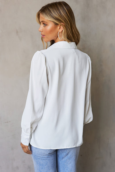 Gathered Detail Puff Sleeve Shirt  | KIKI COUTURE-Women's Clothing, Designer Fashions, Shoes, Bags
