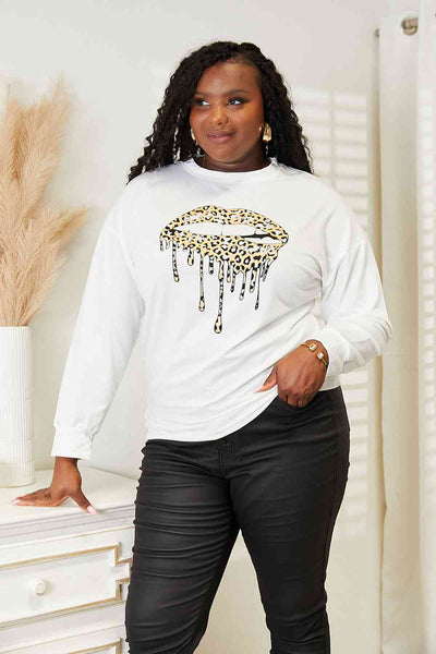 Simply Love Graphic Dropped Shoulder Round Neck Sweatshirt  | KIKI COUTURE