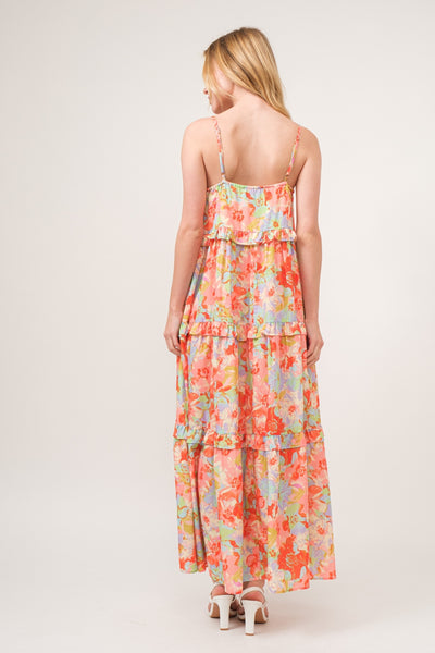 And The Why Floral Ruffled Tiered Maxi Cami Dress  | KIKI COUTURE
