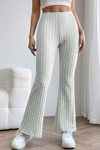 Basic Bae Full Size Ribbed High Waist Flare Pants  | KIKI COUTURE