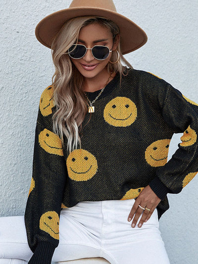 Smiley Face Sweater  | KIKI COUTURE-Women's Clothing, Designer Fashions, Shoes, Bags