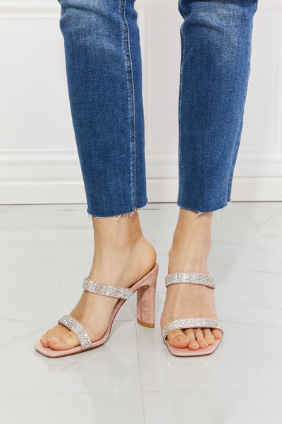 Leave A Little Sparkle Rhinestone Block Heel Sandal in Pink | KIKI COUTURE