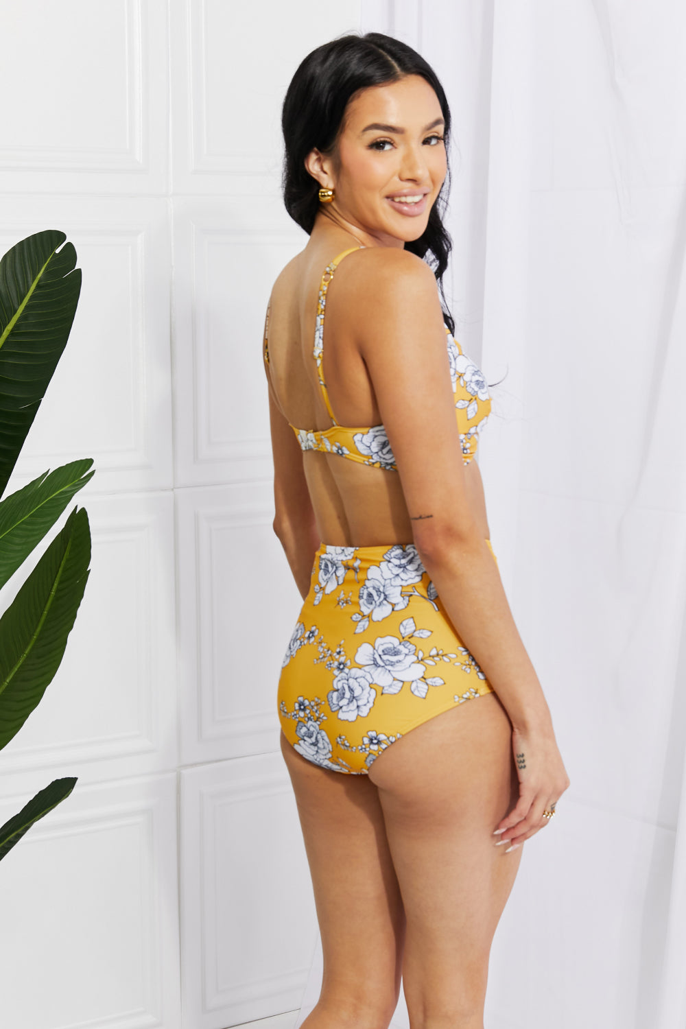 Marina West Swim Take A Dip Twist High-Rise Bikini in Mustard  | KIKI COUTURE