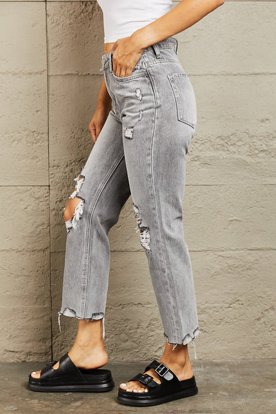 BAYEAS High Waisted Cropped Straight Jeans  | KIKI COUTURE