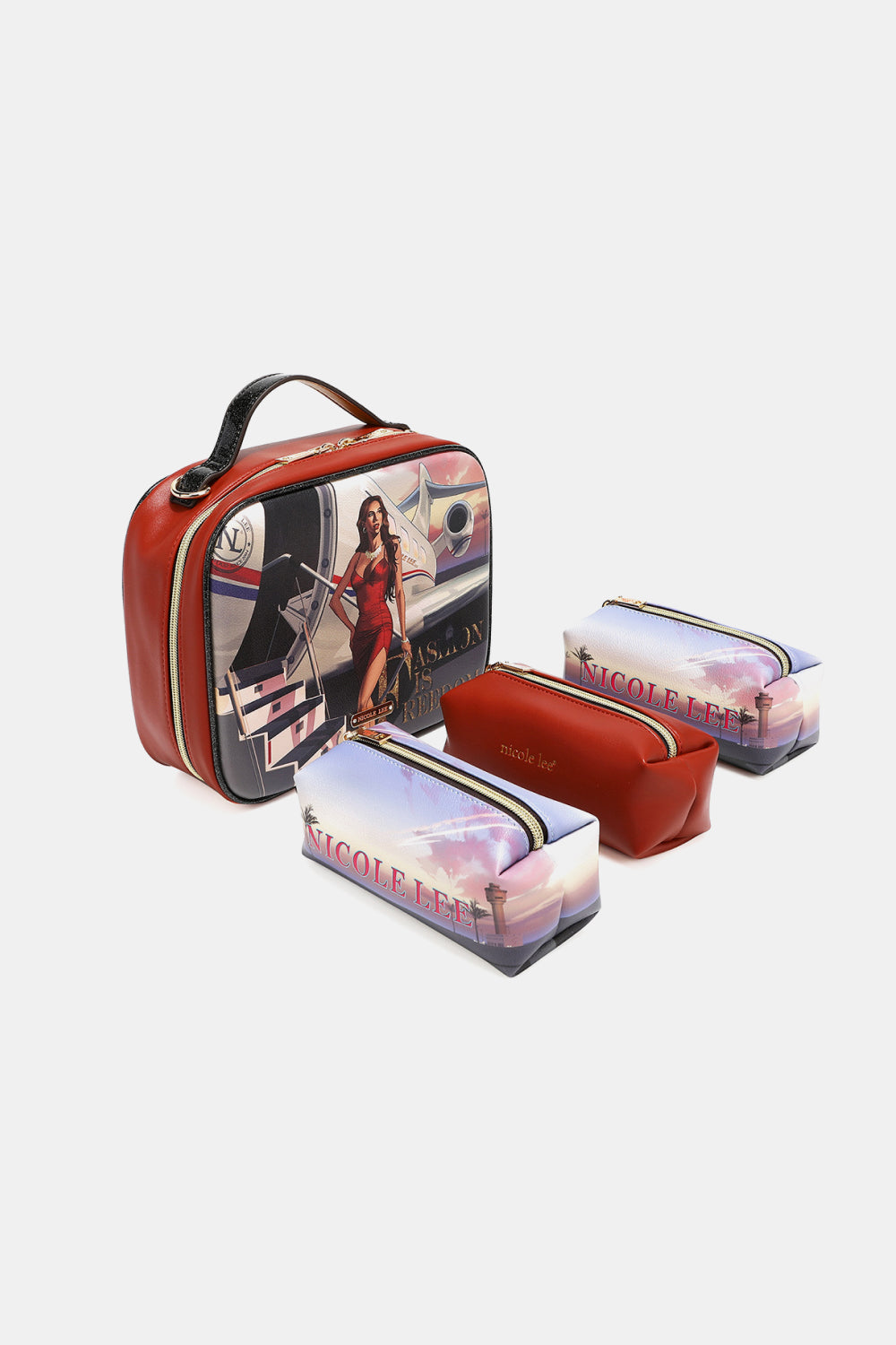 Nicole Lee USA Printed Handbag with Three Pouches  | KIKI COUTURE
