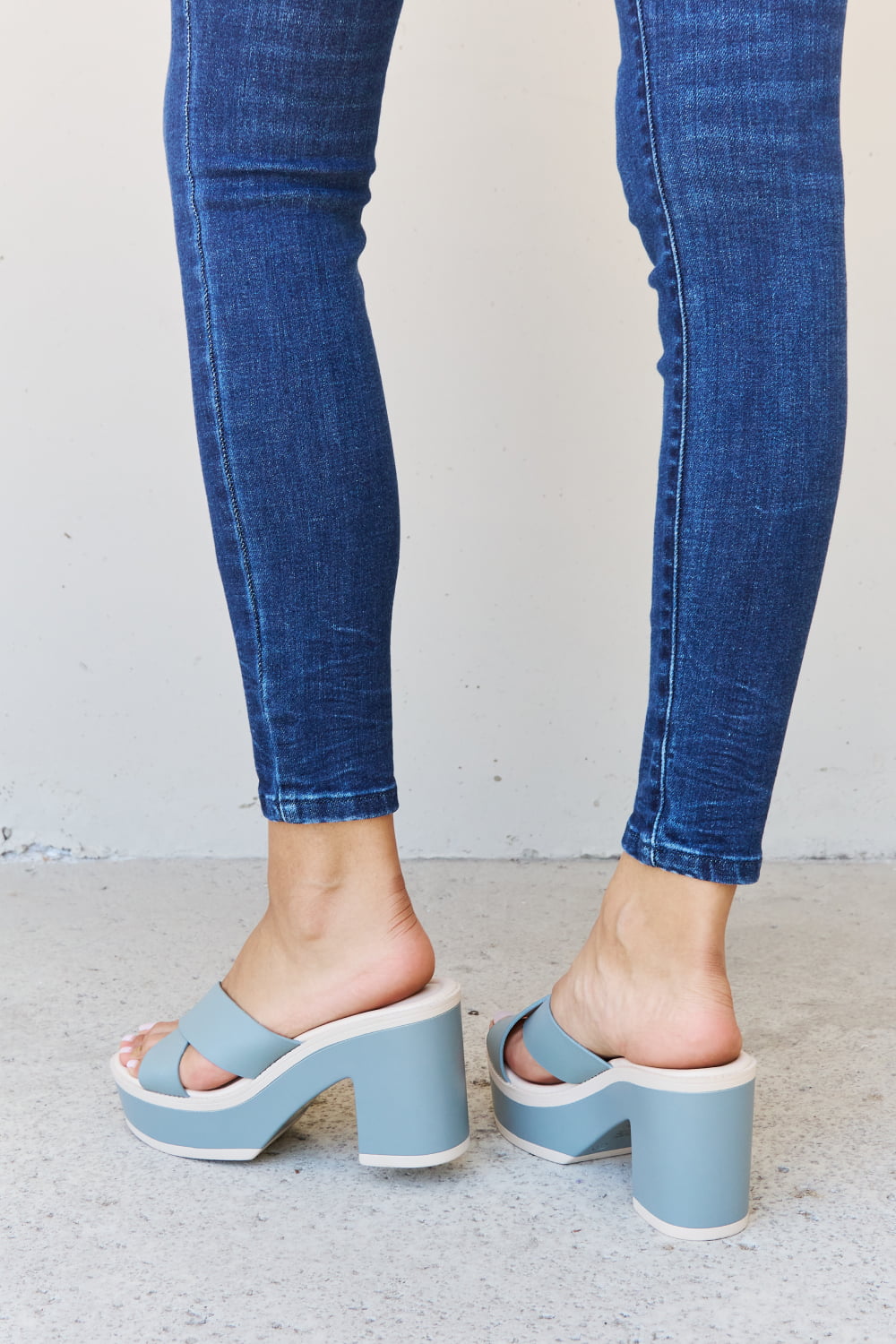 Weeboo Cherish The Moments Contrast Platform Sandals in Misty Blue  | KIKI COUTURE