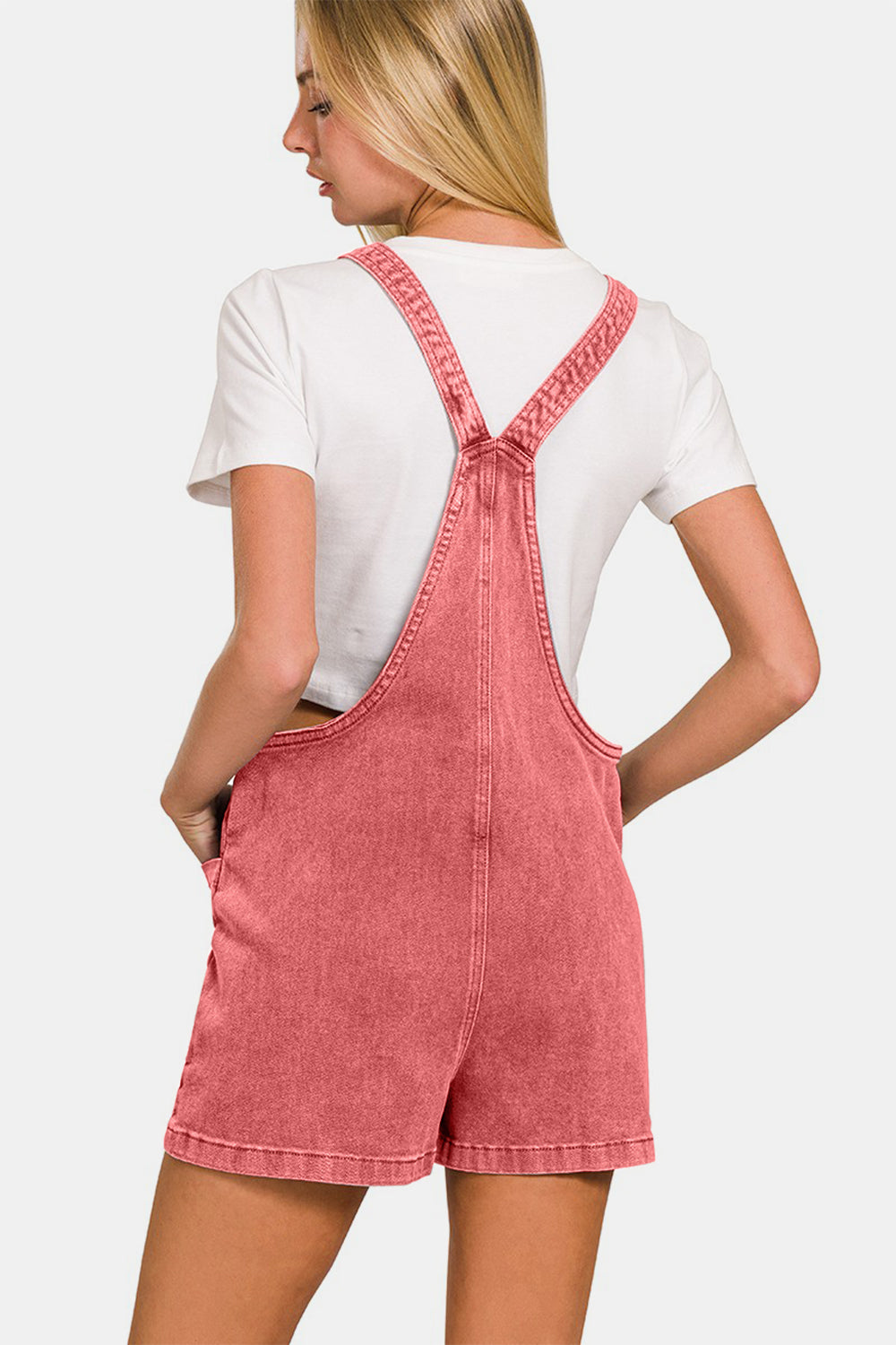 Zenana Washed Knot Strap Rompers  | KIKI COUTURE
