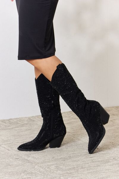 Forever Link Rhinestone Knee High Cowboy Boots  | KIKI COUTURE