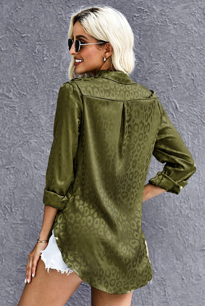 Leopard Slit High-Low Shirt  | KIKI COUTURE-Women's Clothing, Designer Fashions, Shoes, Bags