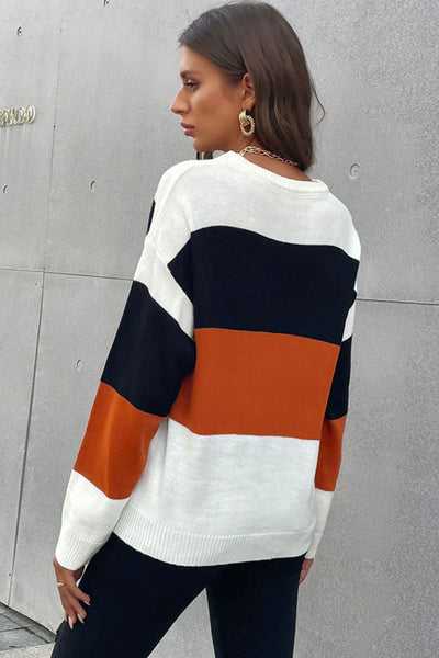 Longing For Fall Color Block Sweater  | KIKI COUTURE-Women's Clothing, Designer Fashions, Shoes, Bags