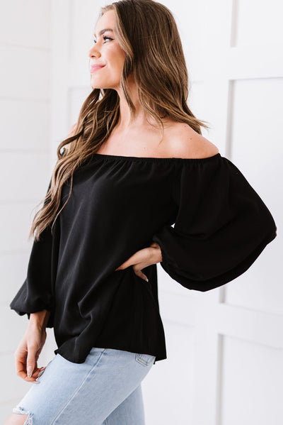 Off-Shoulder Balloon Sleeve Top  | KIKI COUTURE-Women's Clothing, Designer Fashions, Shoes, Bags