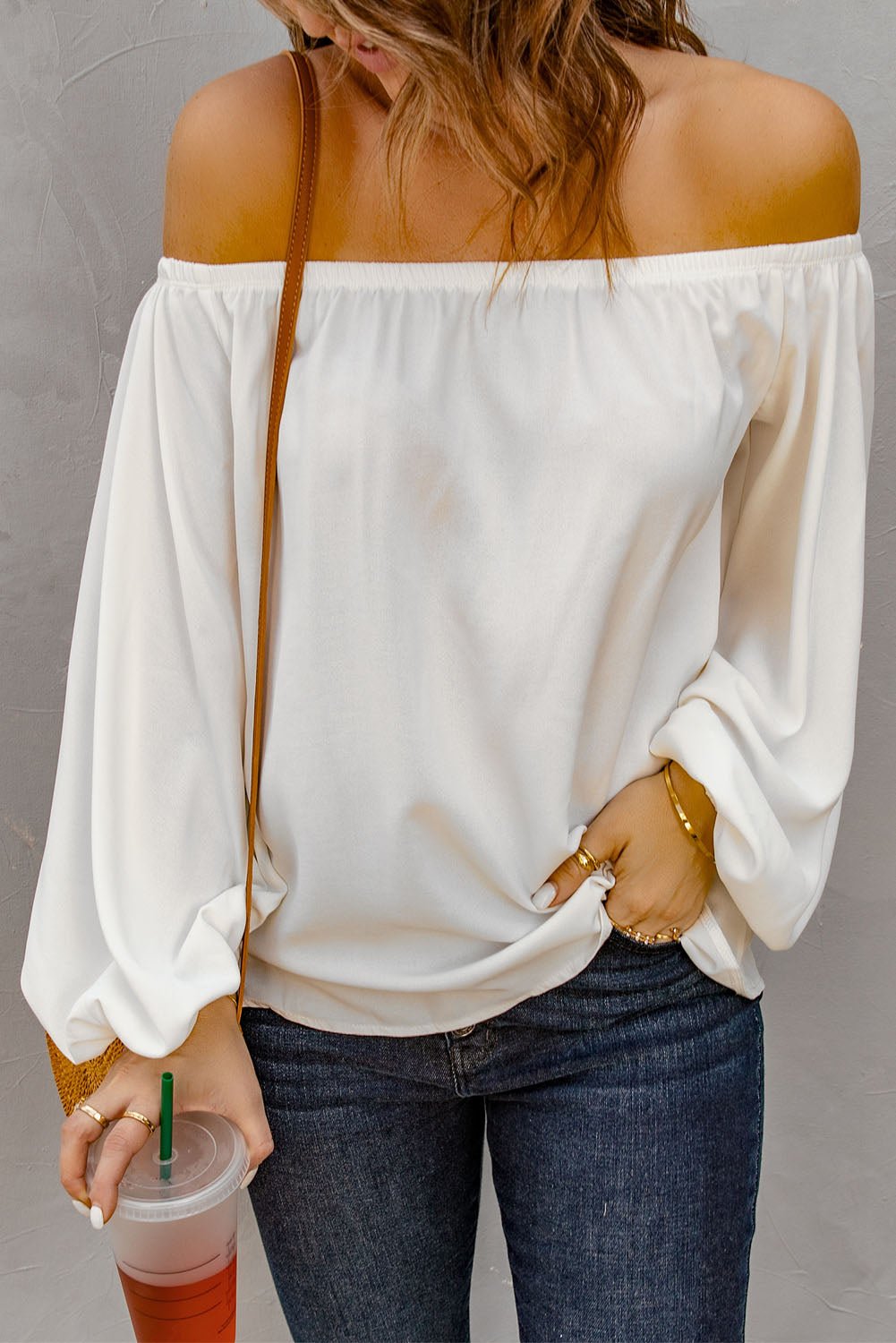 Off-Shoulder Balloon Sleeve Top  | KIKI COUTURE-Women's Clothing, Designer Fashions, Shoes, Bags