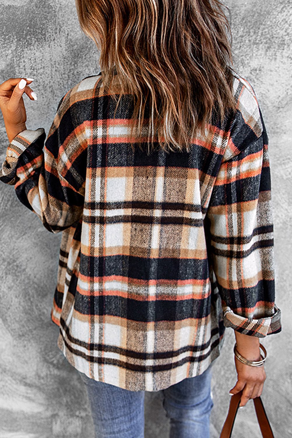 Plaid Button Front Shirt Jacket with Breast Pockets  | KIKI COUTURE-Women's Clothing, Designer Fashions, Shoes, Bags